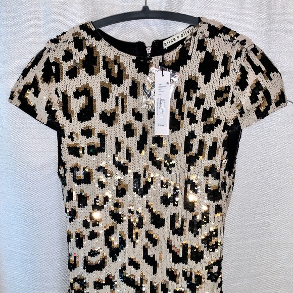 alice and olivia sequin leopard dress Alice + Olivia Leopard Sequin Sheath Dress Nude Size 2